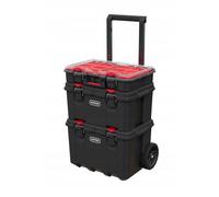 Juego de 3 cajas Keter Stack 'N' Roll 150L negro y rojo