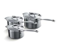 Juego de 3 Cazos Profesionales con Tapa Incluida, Tecnología 3-Ply de Aluminio y Acero Inoxidable Le Creuset, 16-18-20 cm