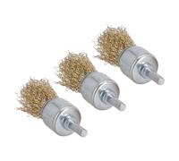 Juego de 3 cepillos de alambre de latón rotatorios de 25 mm para taladro, eliminación de óxido, desbarbado de bordes, herramienta de eliminación de residuos. A