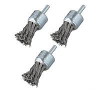 Juego de 3 cepillos de extremo de alambre de nudo de acero | Cepillos de copa de 25 mm para amoladora de troqueles | Herramienta de eliminación de pintura de óxido resistente para limpieza de metales