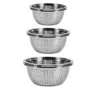 Juego de 3 coladores de arroz de acero inoxidable, colador para lavar arroz y tamiz de malla para cocina con base antideslizante, filtro escurridor de grado alimenticio para arroz