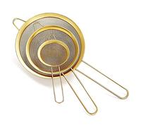 Juego de 3 coladores de malla fina dorada, tamiz de harina dorada para hornear, caldera de acero inoxidable, colador de té matcha dorado, separador de salsa, coladores de pasta
