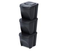 Juego de 3 cubos de basura, sistema de separación de basura, caja organizadora de plástico, antracita, 39,2 x 29,3 x 33 cm