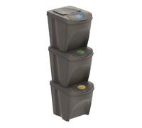 Juego de 3 cubos de reciclaje de 3x 25litros color gris