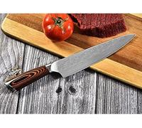 Juego de 3 cuchillos de cocina Damasco, forjados a mano, con cuchillo de chef de alta calidad, hoja de acero al carbono afilada, ideal para cocinar. (Color: Cuchillo de chef de 20,1 cm)