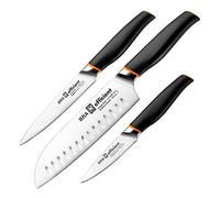 Juego de 3 Cuchillos Profesionales BRA Efficient en Acero Aleman Molibdeno Vanadio. Gama Santoku