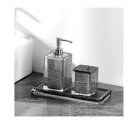 Juego de 3 dispensadores de jabón de Resina, Juego de Accesorios de baño, Incluye dispensador de jabón, Organizador de Palillos de Dientes y Bandeja(Gray)
