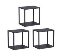 Juego de 3 estantes cubo de pared nostened metal negro [en.casa]