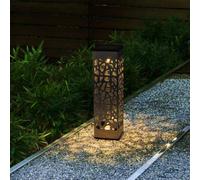 Juego de 3 faroles solares, modelo ORGANIC INOX de LUMISKY, con luces LED de color blanco cálido, fabricados en acero inoxidable, con una altura de 31 cm. Ideales para iluminar jardines, con protecció