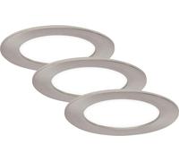 Juego de 3 focos empotrables LED Briloner, color níquel, 3 x LED/7W