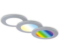 Juego de 3 focos empotrables LED Di-Ka Fungo RGBW, color cromado mate, diámetro de 9,2 cm, 4,8W, regulables
