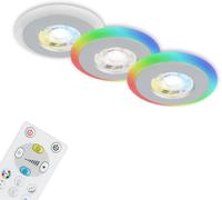 Juego de 3 focos empotrables LED Di-Ka Skill Color, color cromado mate, diámetro de 8,4 cm, 5 W, regulables