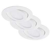 Juego de 3 focos LED empotrables de la marca Briloner, de plástico blanco, con posibilidad de inclinación