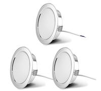 Juego de 3 Focos LED Empotrables para Muebles 230V, 3.5W LED IP44 G4 15mm de Grosor Foco Empotrable Led Techo, 3000K Blanco Cálido Para la cocina, Los Armarios con Espejo del Baño, Cromo