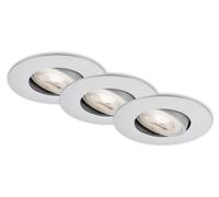 Juego de 3 focos LED empotrables, regulables, con brazo giratorio, de 5W, color plateado, de plástico, con grado de protección IP23, marca Briloner