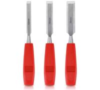 Juego de 3 formones para madera, acero al carbono, bisel, 12mm 19mm 25mm, mango antideslizante(3 Pack)