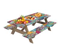 Juego de 3 fundas para mesa de picnic con de banco, fundas elásticas