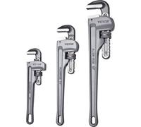 Juego de 3 llaves de tubo rectas de aluminio, de 25/35/45 cm, para fontanería, con mordazas de acero de aleación CRV