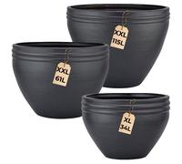 Juego De 3 Macetas Marrakesch Orient & Mediterran Interior Negro Aluminio 57cm