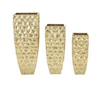 Juego De 3 Maceteros De Metal Dorado 38x38x94-30,5x30,5x76-23x23x63 Cm
