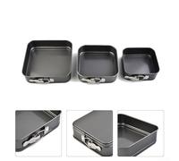 Juego de 3 moldes cuadrados antiadherentes para hornear con fondo extraíble, construcción de acero al carbono para pasteles, tartas de queso, quiches, postres, 12 o 15 o 18 cm (4,5 cm de profundidad)
