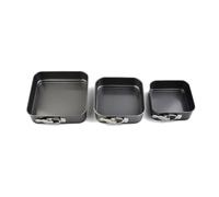 Juego de 3 moldes cuadrados de acero al carbono para hornear con fondo extraíble para pasteles, quesos, quiches, postres, 12/15/18 cm (4,5 cm de profundidad)
