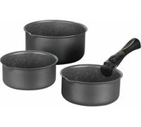 Juego de 3 ollas de color gris mate de 16, 18 y 20 cm, con 1 asa desmontable. Apto para todo tipo de cocinas, incluyendo inducción