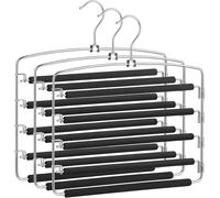 Juego de 3 perchas múltiples: para 5 pantalones por percha. Ahorra espacio. Espuma EVA antideslizante. Metal