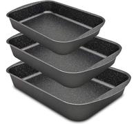 Juego de 3 piezas de moldes para hornear de aluminio, con asador giratorio y sartén, con revestimiento antiadherente