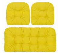 Juego de 3 piezas impermeables para sillas de mimbre, sofá biplaza grueso y cojines U-Sd para sofá al aire libre, almohadillas de asiento de jardín (amarillo)