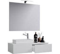 Juego de 3 piezas | Lavadero para invitados WC | Baño de invitados con espejo | Lavabo Aseo | Juego de baño de muebles de baño - Gudas SP