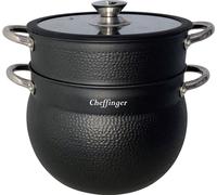 Juego de 3 piezas para cocinar cuscús, 8 litros, olla para cocinar al vapor, diámetro 24 cm, apta para cocinar verduras al vapor, compatible con inducción y cocinas de gas, color