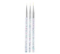 Juego de 3 pinceles acrílicos para decoración de uñas, punta 3D, punta ultrafina, bolígrafo de dibujo de líneas de gel UV, herramienta de pintura de uñas, kits y accesorios