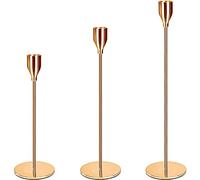 Juego de 3 Portavelas Dorado,23/28/33 cm para de 2.2 cm de Velas Cónicas Sola Cabeza Portavelas Candelabro de Boda,Jardin Candelabros Retro Decoración de Mesa,Regalos Originales para Mujer