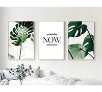 Juego de 3 pósteres, cuadros de hojas tropicales, lienzo de 50 x 70 cm, cuadro con cita de planta, impresión decorativa de pared, salón, moderna, sin marco