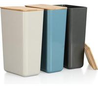 Juego de 3 recipientes herméticos Unyqoos® con tapa de bambú: plástico apto para alimentos, herméticos con junta de silicona, aproximadamente 13 x 8 x 20 cm, color gris/beige/azul