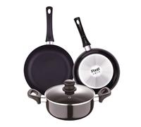Juego de 3 Sartenes Ø20Ø24Ø30cm en aluminio prensado y antiadherente PIXEL Chef Sauce Pixel 2s +Cazo