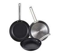 Juego de 3 Sartenes Ø24Ø28Ø30cm en Aluminio forjado aptas para inducción color Negro FOODIES MasterPRO