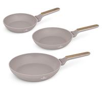 Berlinger Haus Juego de Sartenes Antiadherentes 3 Piezas, Fabricadas en Aluminio Forjado para Inducción con Mango Ergonómico, Libres de PFOA de la Colección Nórdica Taupe