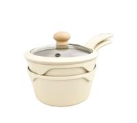 Juego de 3 sartenes antiadherentes de aluminio con tapas para cocinas eléctricas de gas, cerámica, rosa, amarillo, esencial de cocina (blanco)