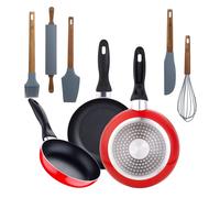 Juego de 3 sartenes San Ignacio 16/20/24 cm +Delantal de Cocina Gris oscuro 100% Algodón 75x80cm JSI162024+5Ut