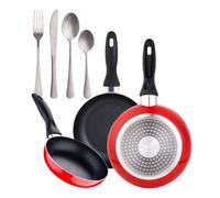Juego de 3 sartenes San Ignacio 16/20/24 cm +Delantal de Cocina Gris oscuro 100% Algodón 75x80cm JSI162024+Cub