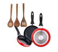 Juego de 3 sartenes san ignacio 16/20/24 cm +set 3pc utensilios cocina madera acacia