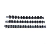 Juego de 3 soportes de plástico para herramientas de accionamiento de 1/4 3/8 1/2 pulgadas, organizador de almacenamiento de montaje en pared para garaje y taller, gris negro (3-8)