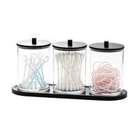 Juego de 3 soportes para bastoncillos de algodón con bandeja | Organizador de bolas de algodón y palillos para el hogar, hotel, dormitorio, baño, oficina