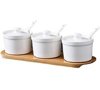 Juego de 3 tarros cerámica nórdica for condimentos: salero, azucarero y otros artículos cocina. Incluye caja almacenamiento for especias