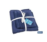 Juego de 3 toallas azul marino 580 g/m2 gama marin 30x50 50x100 70x140 cm