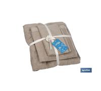 Juego de 3 toallas beige 580 g/m2 gama abisinia 30x50 50x100 70x140 cm