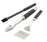 Weber Grill Set de utensilios 3 piezas – Pinza, espátula de acero y pincel de silicona – Plata