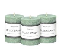 Juego de 3 velas de pilar verde salvia de 3 x 4 pulgadas, velas de primavera sin perfume, larga combustión limpia, velas grandes grandes sin humo para decoración del hogar de primavera, mesa de